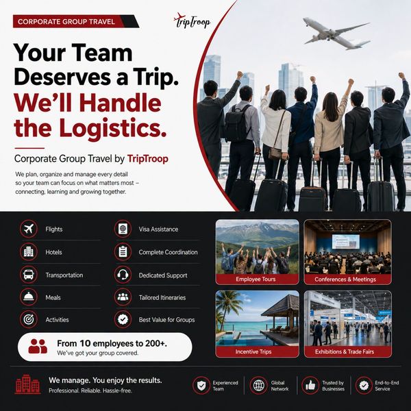 Corporate group travel by TripTroop — we handle the logistics